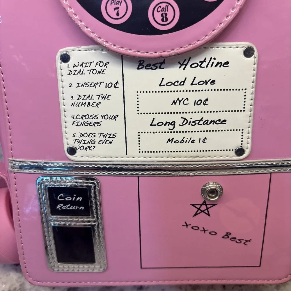 Women Rotary Telephone Shaped Handbag Purse Retro Look Pink Phone Shoulder Bags